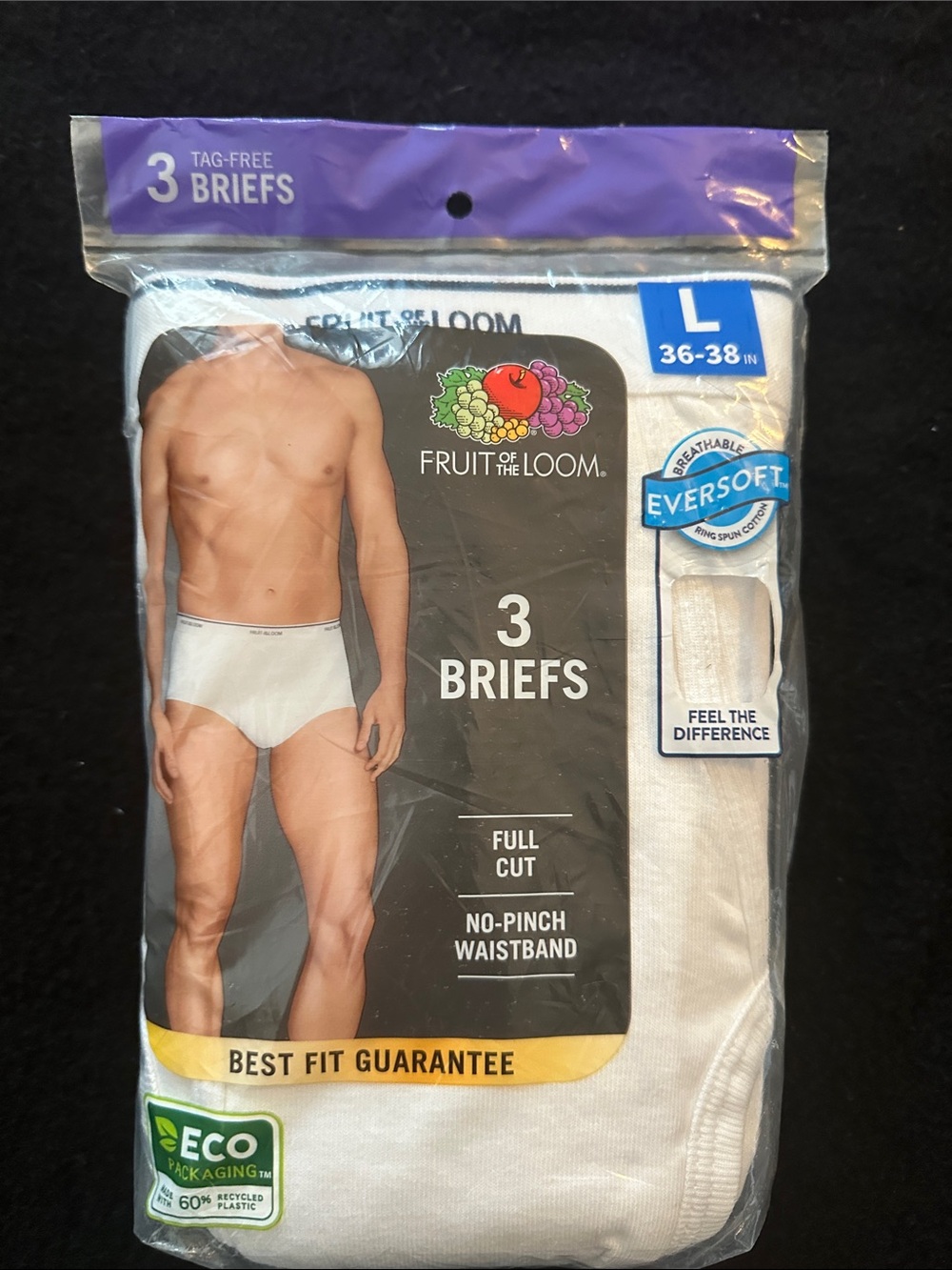Fruit of the Loom White Men’s Full-Cut Briefs - 3 Pack